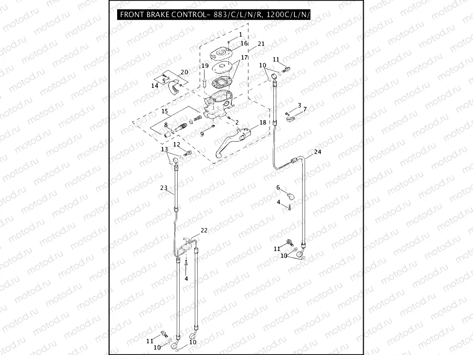 FRONT BRAKE CONTROL - 883/C/L/N/R, 1200C/L/N/R
