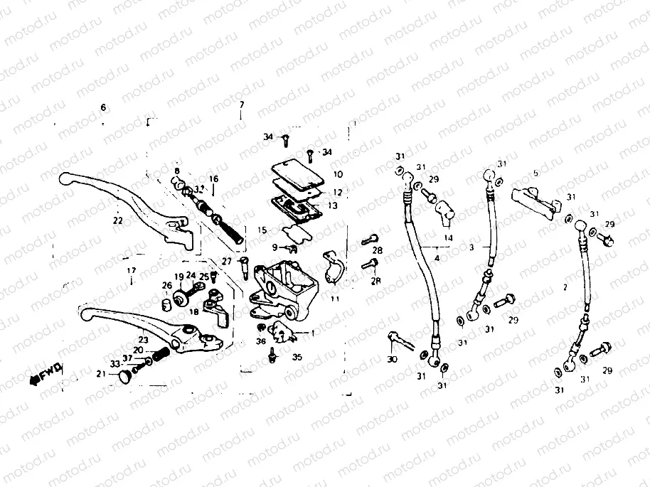 Front brake master cylinder