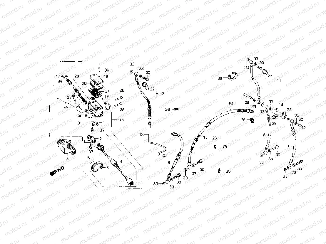 Front brake master cylinder
