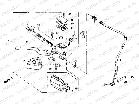 Front brake master cylinder
