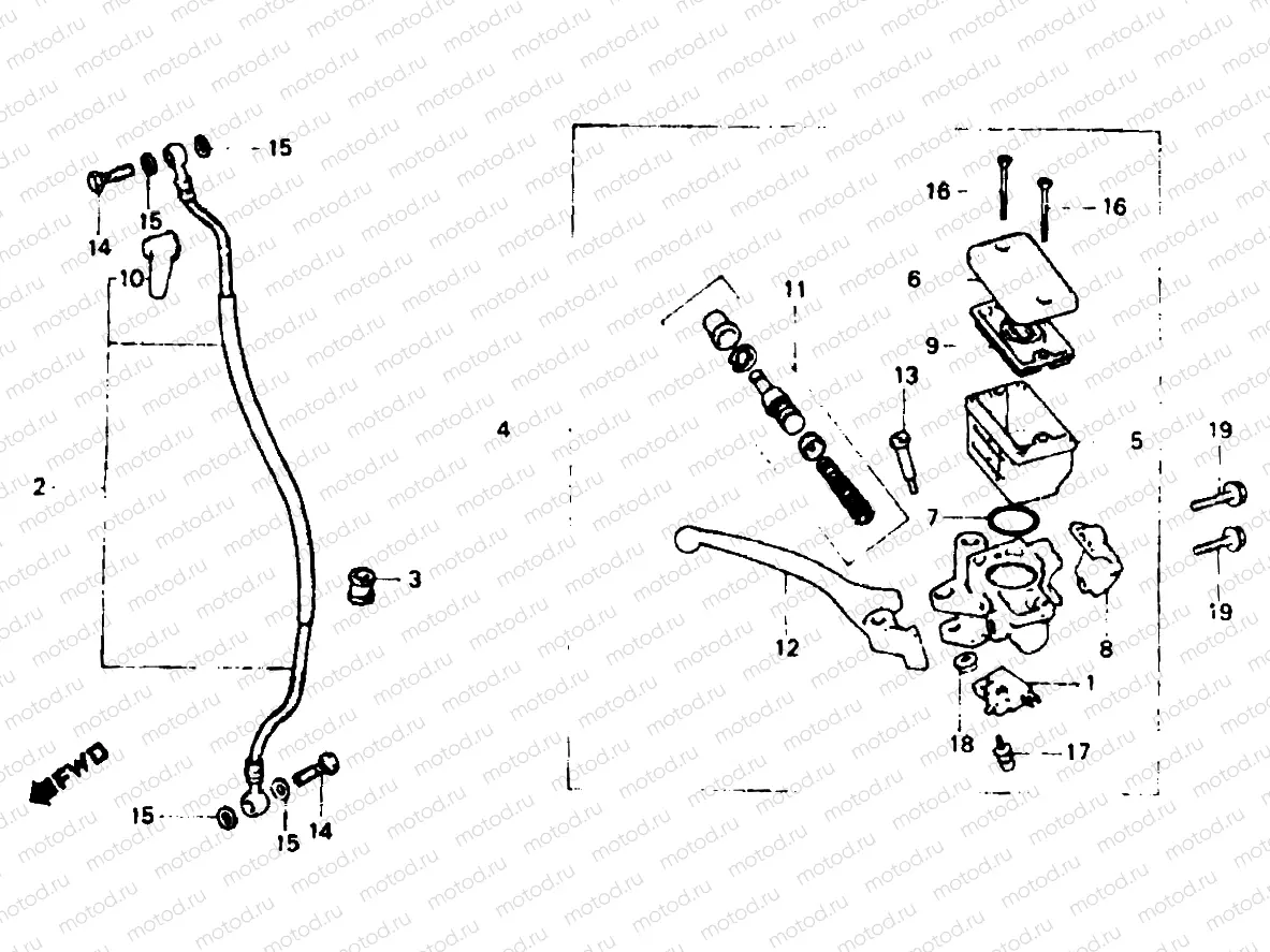 Front brake master cylinder (Area CM)