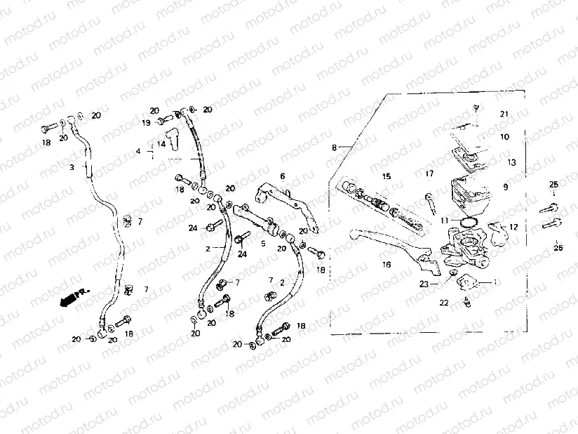 Front brake master cylinder (CB250NB,NDB,NE, CB400NB)