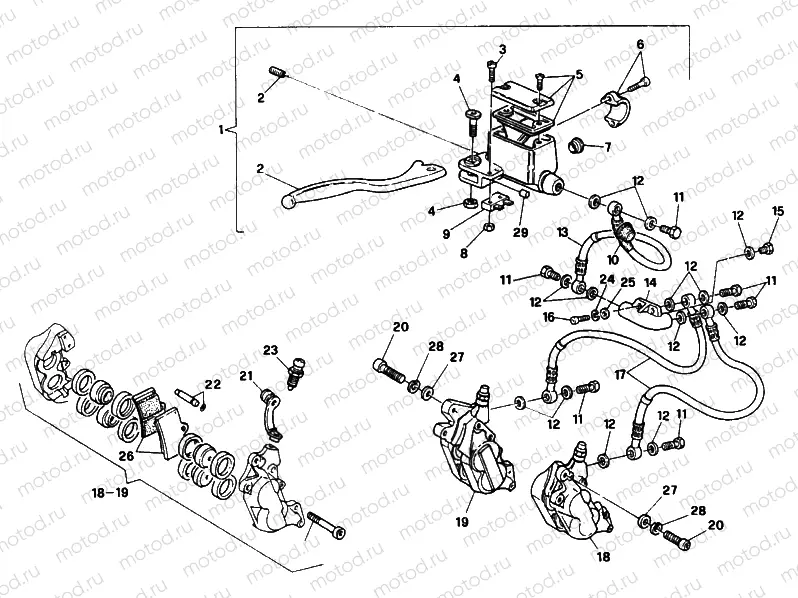 FRONT BRAKE SYSTEM MY92 » BRAKING SYSTEM
