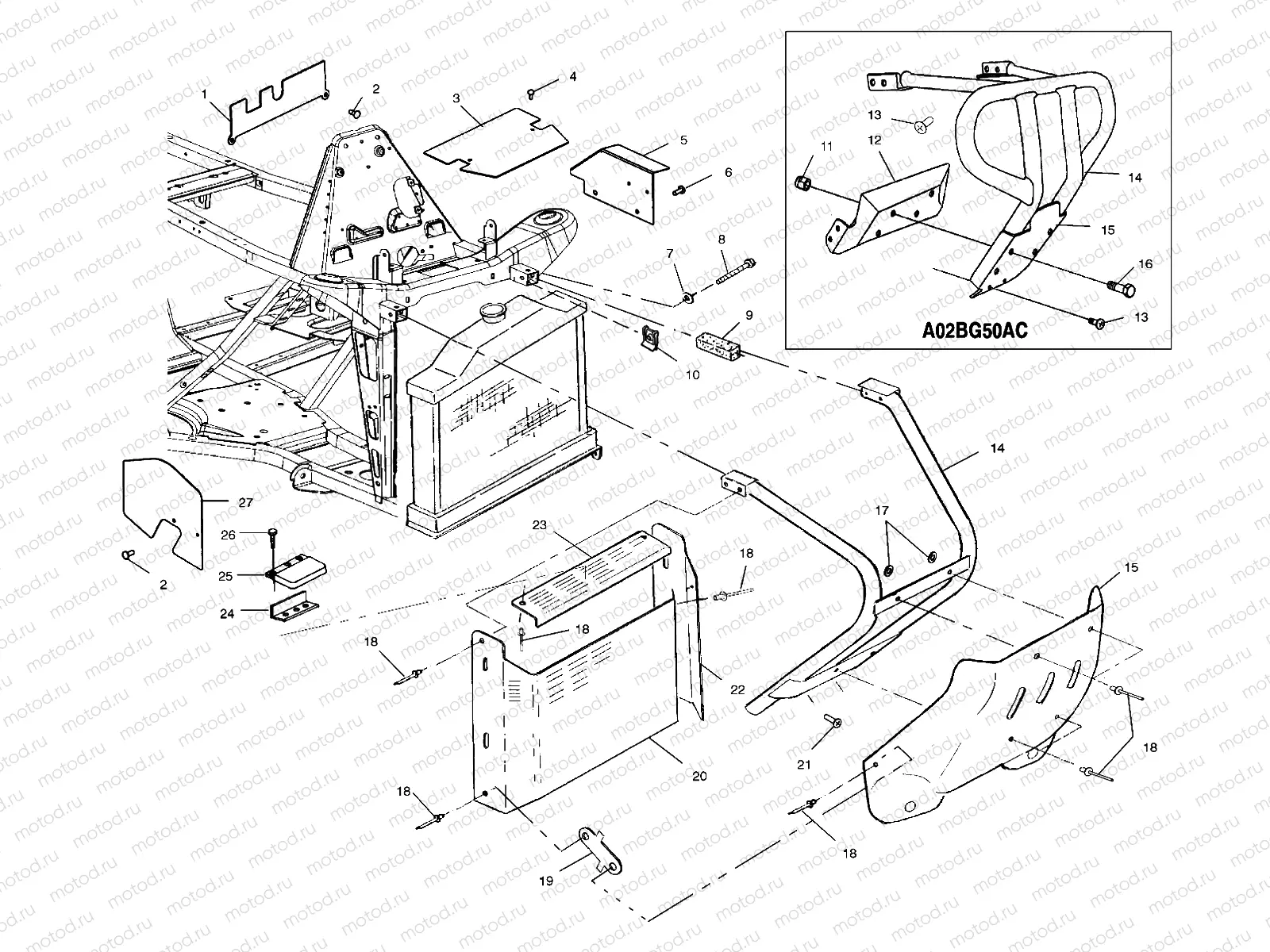 FRONT BUMPER AND SHIELDS - A02BG50AA/AC (4970027002A05) | FRONT BUMPER AND SHIELDS - A02BG50AA/AC (4970027002A05)