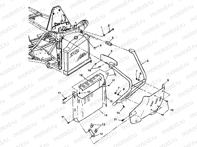 FRONT BUMPER and SHIELDS Scrambler 400 W98BC38C (4947254725A007) | FRONT BUMPER and SHIELDS Scrambler 400 W98BC38C (4947254725A007)