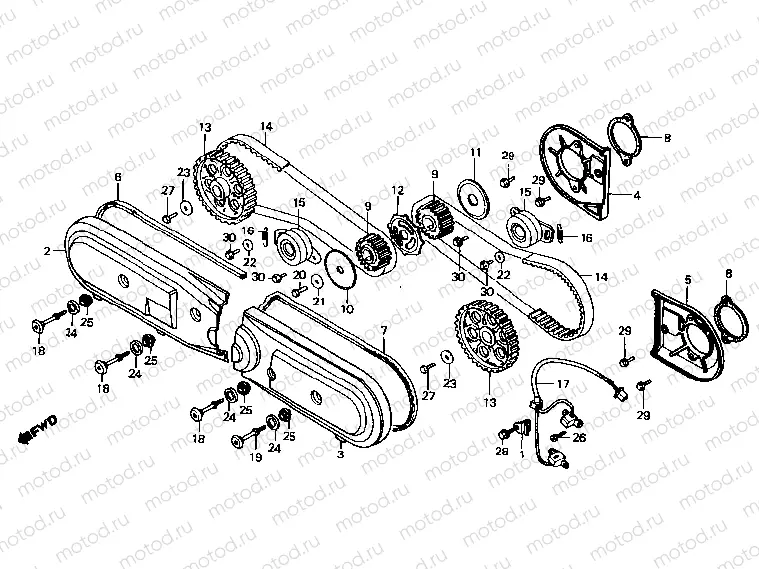 Front cover - Timing belt