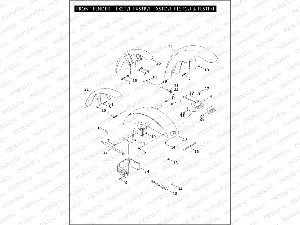 FRONT FENDER - FXST/I, FXSTB/I, FXSTD/I, FLSTC/I & FLSTF/I
