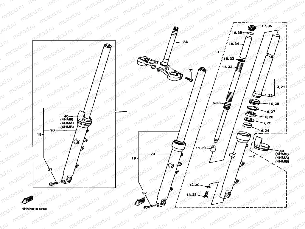 Front fork 2 (4 HM3, 4 HM5, 4HM6, 4HM9,
