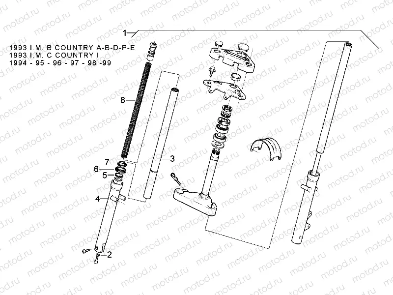 Front fork 93-99 - RH Sleeve