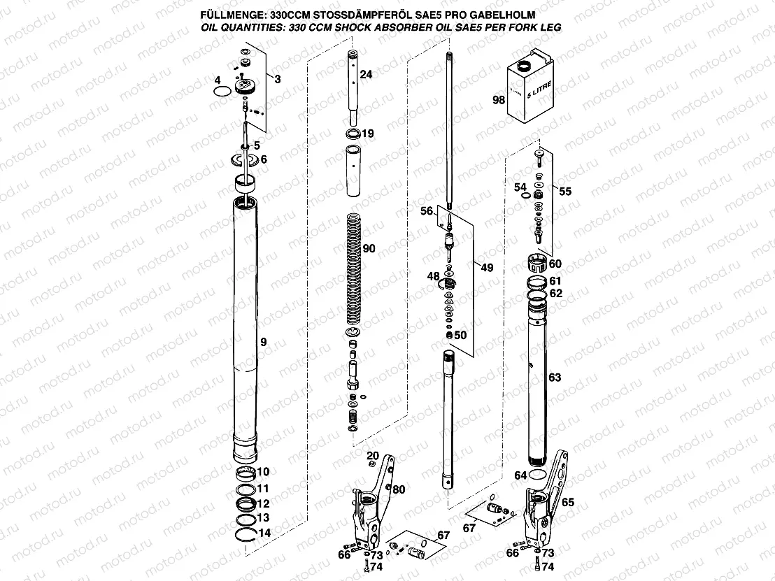 FRONT FORK DISASSEMBLED