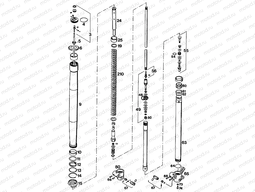 FRONT FORK DISASSEMBLED
