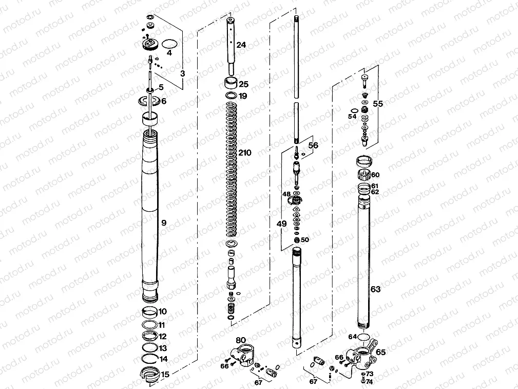 FRONT FORK DISASSEMBLED