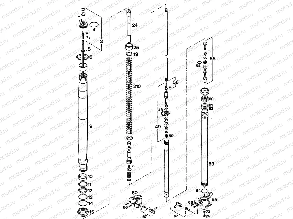 FRONT FORK DISASSEMBLED