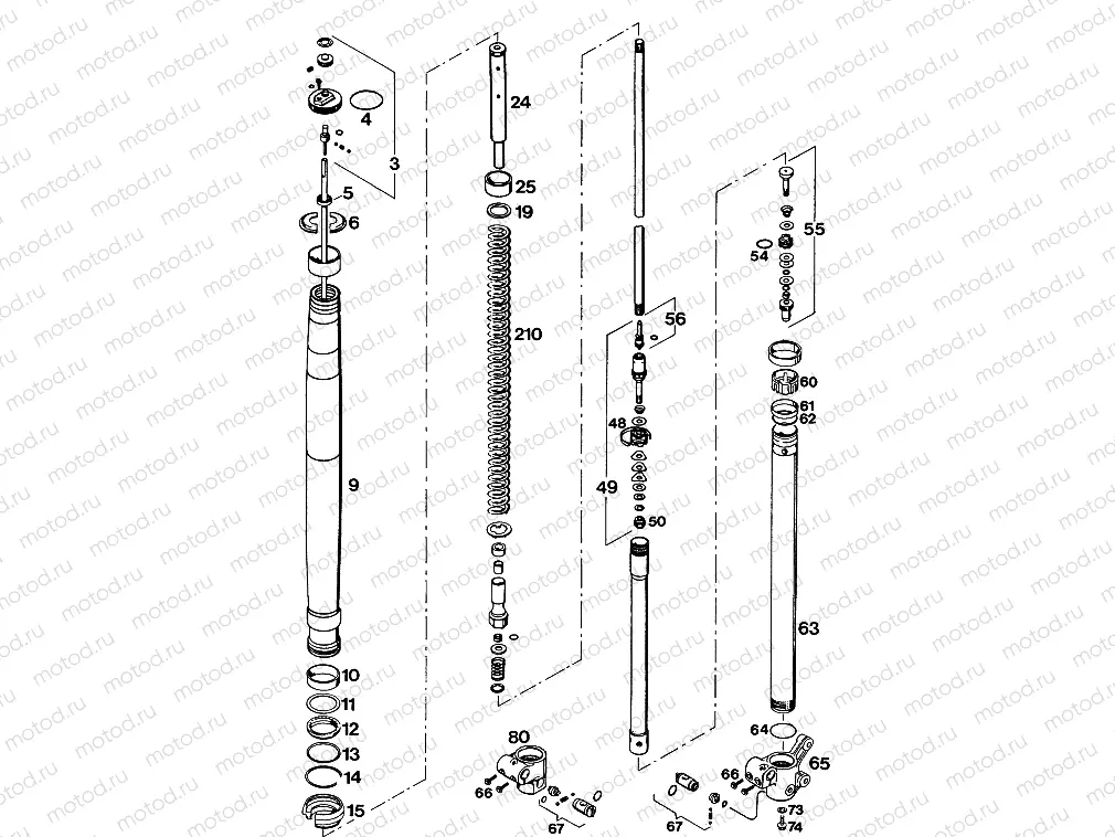 FRONT FORK DISASSEMBLED