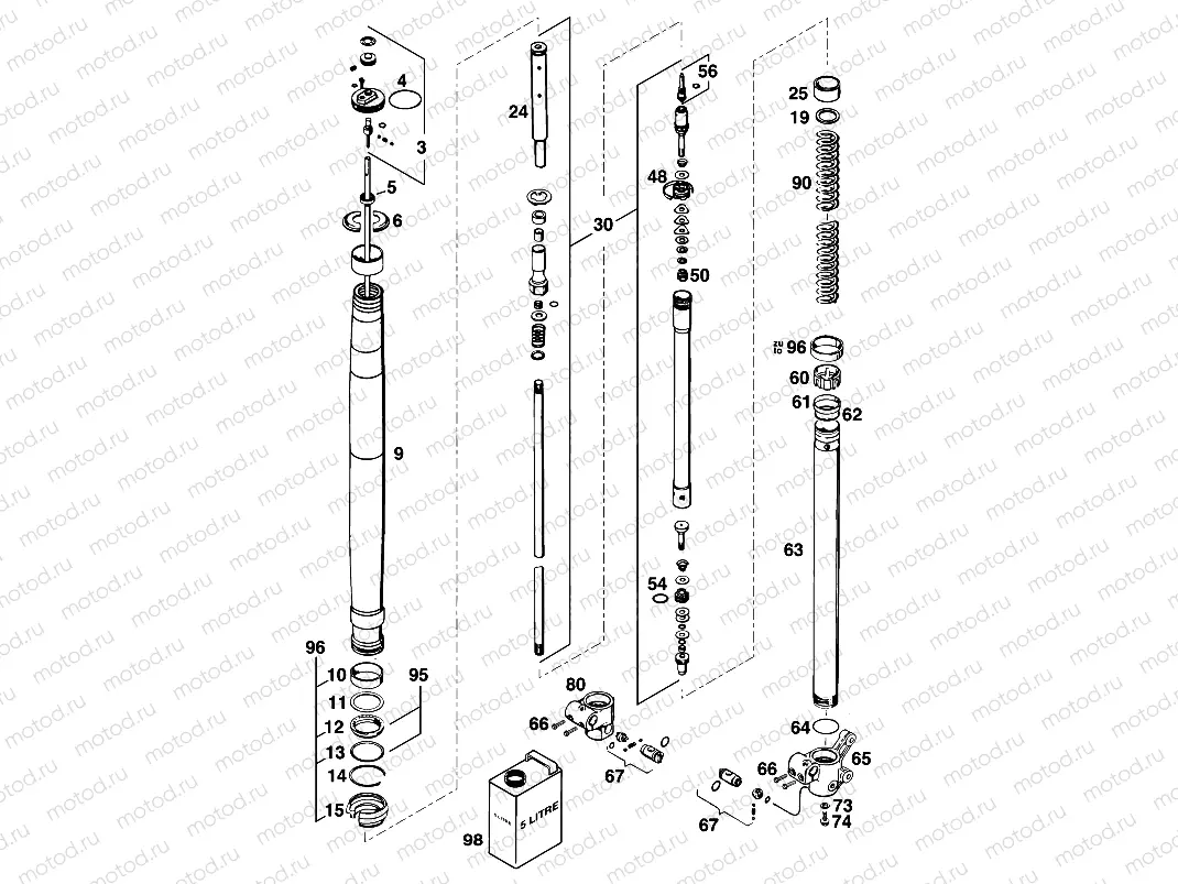 FRONT FORK DISASSEMBLED