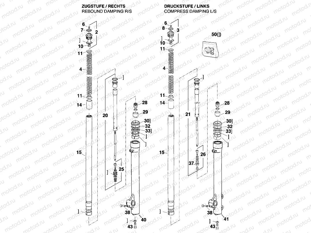 FRONT FORK DISASSEMBLED