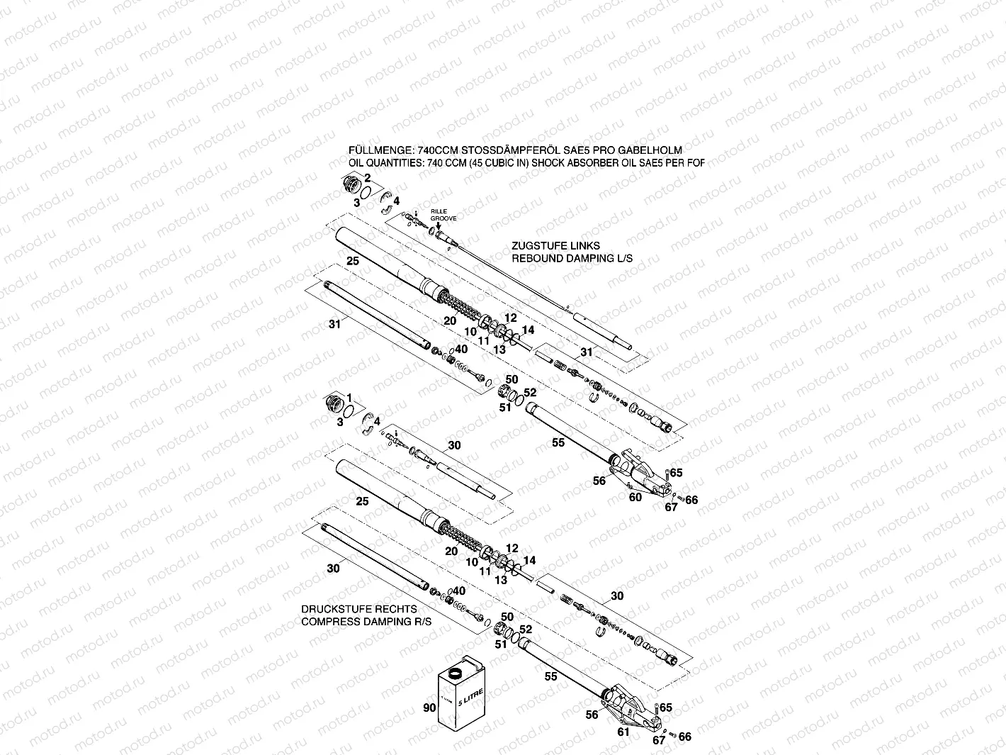 FRONT FORK DISASSEMBLED