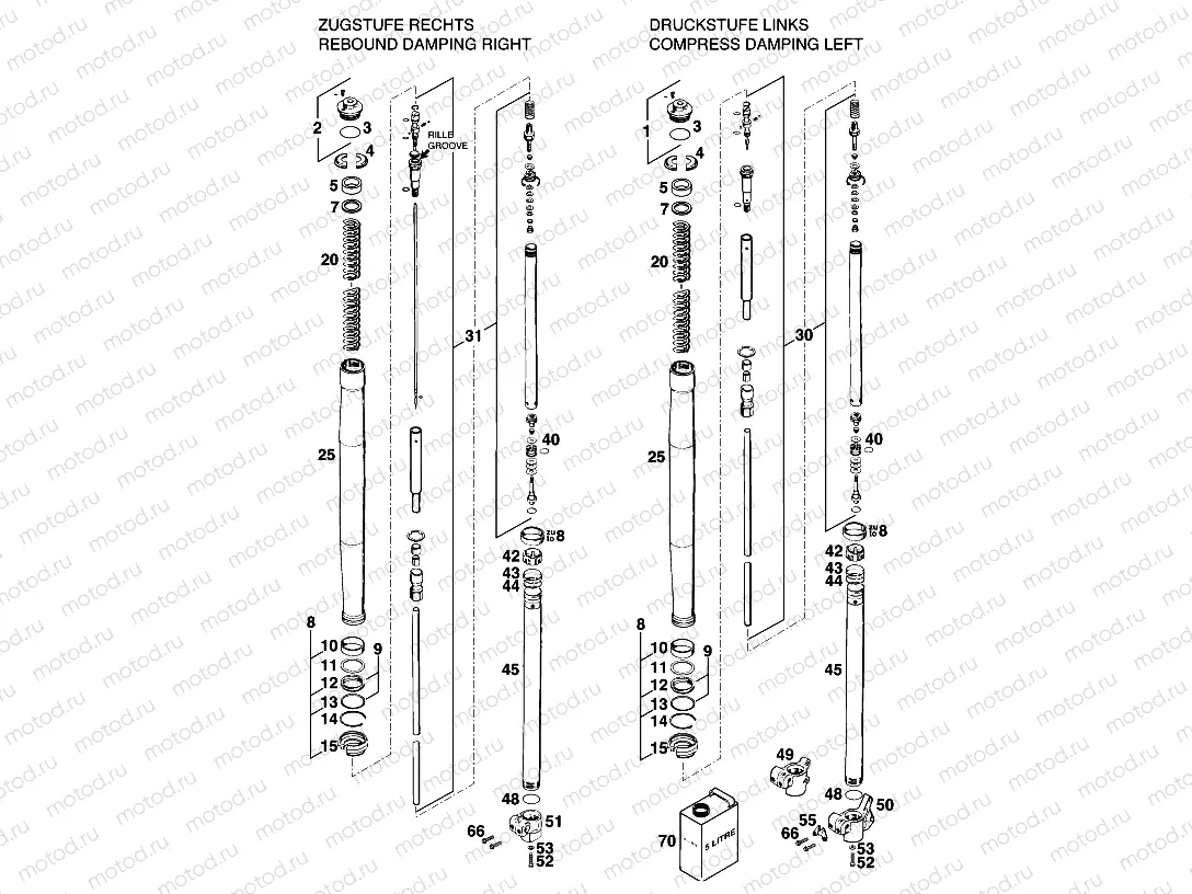 FRONT FORK DISASSEMBLED