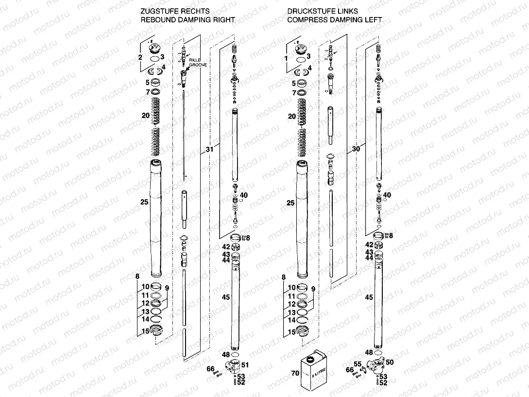 FRONT FORK DISASSEMBLED