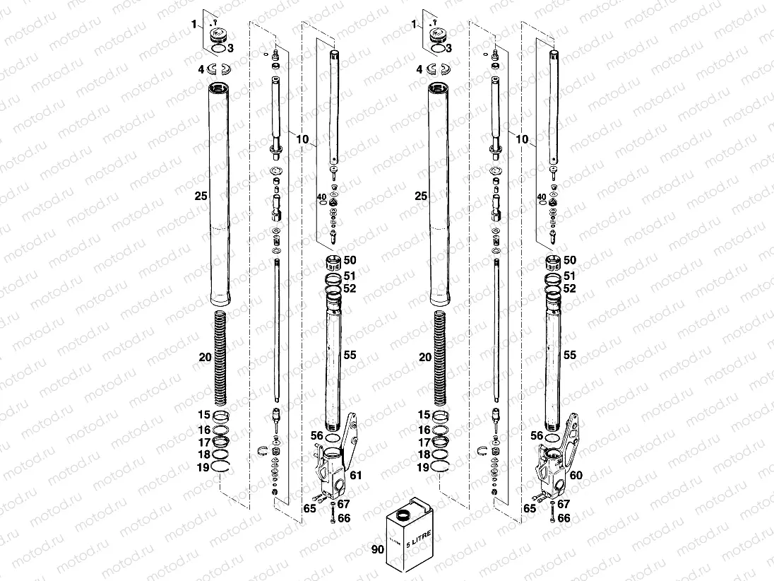 FRONT FORK DISASSEMBLED