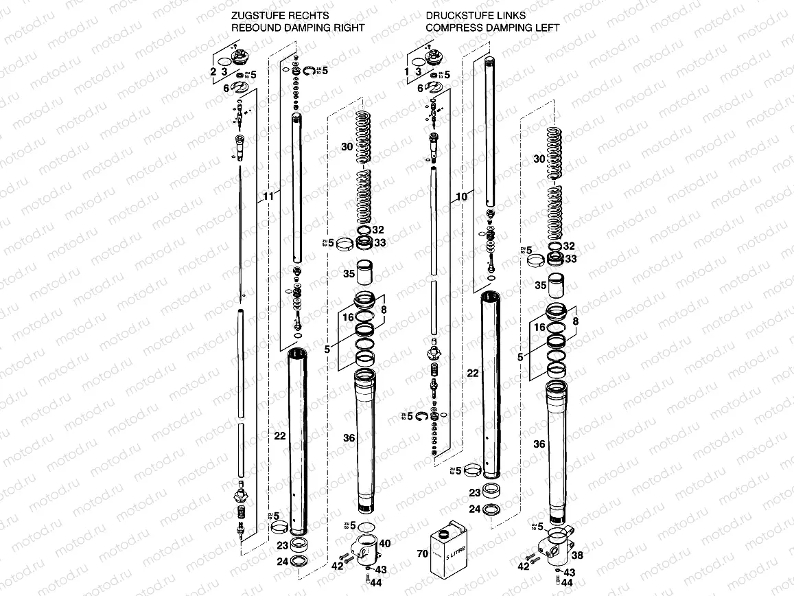 FRONT FORK DISASSEMBLED