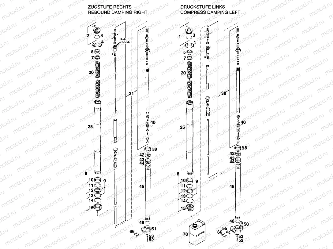 FRONT FORK DISASSEMBLED