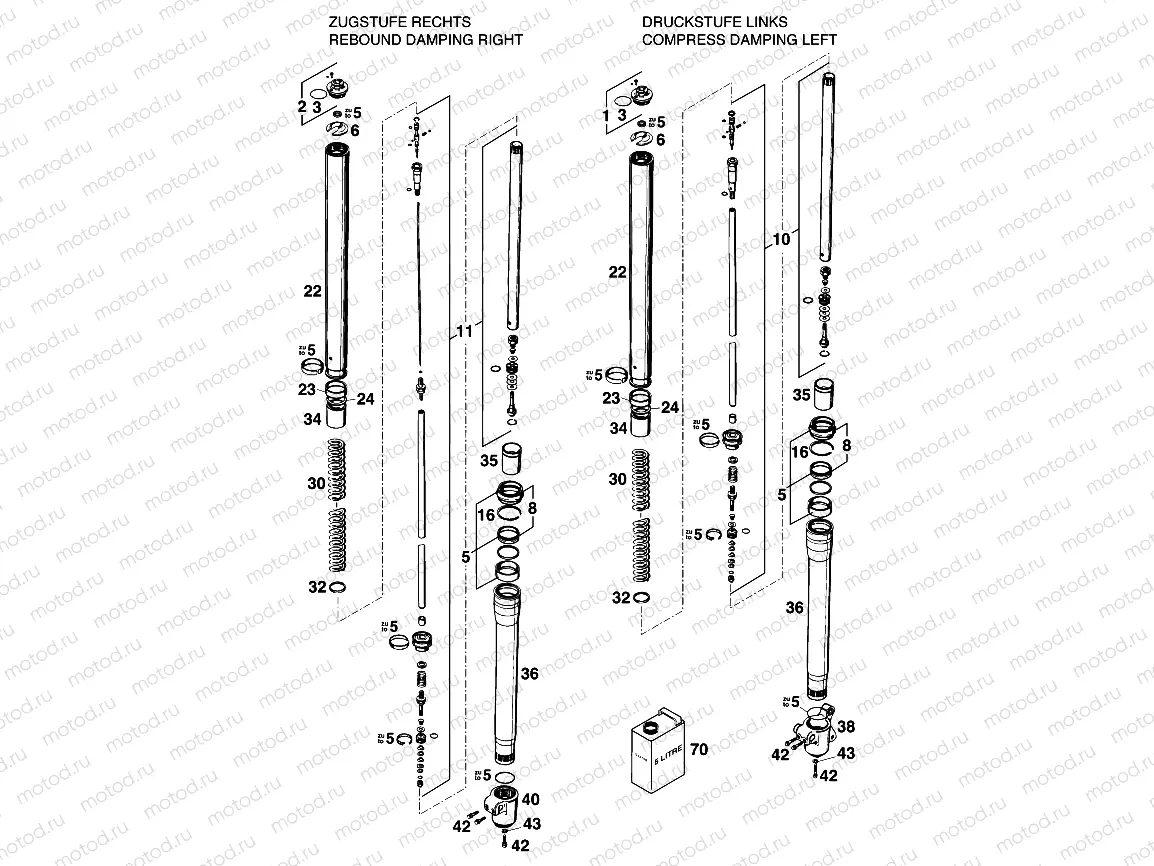 FRONT FORK DISASSEMBLED