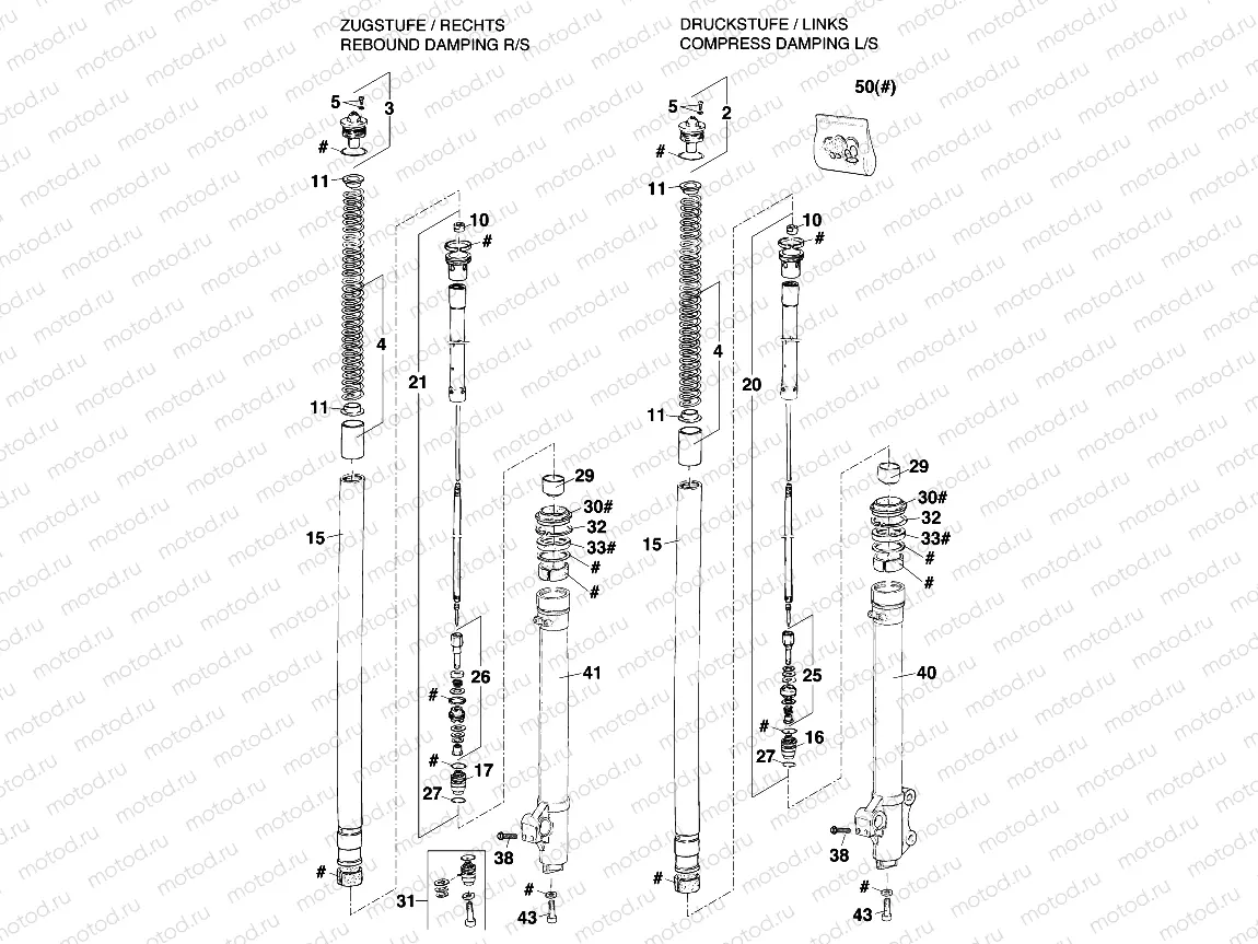 FRONT FORK DISASSEMBLED