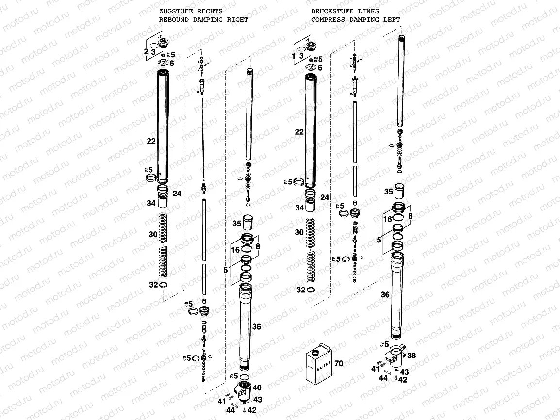 FRONT FORK DISASSEMBLED