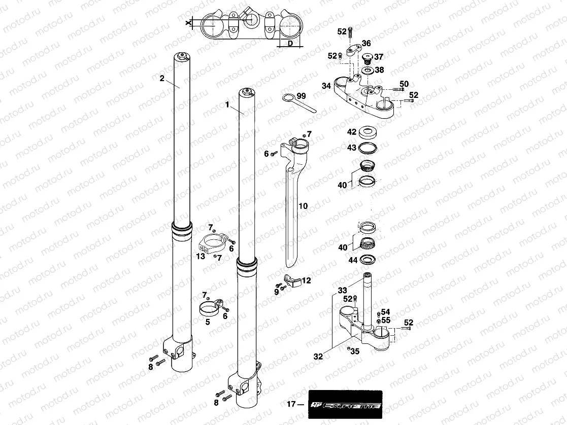 FRONT FORK DISASSEMBLED