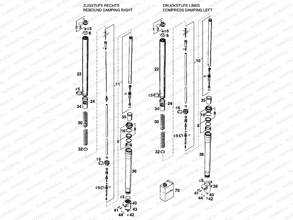 FRONT FORK DISASSEMBLED