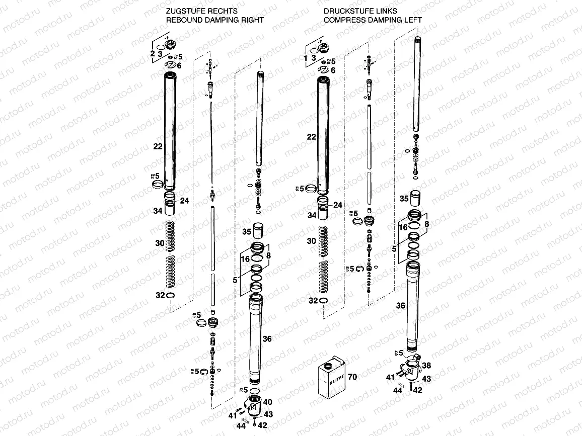FRONT FORK DISASSEMBLED