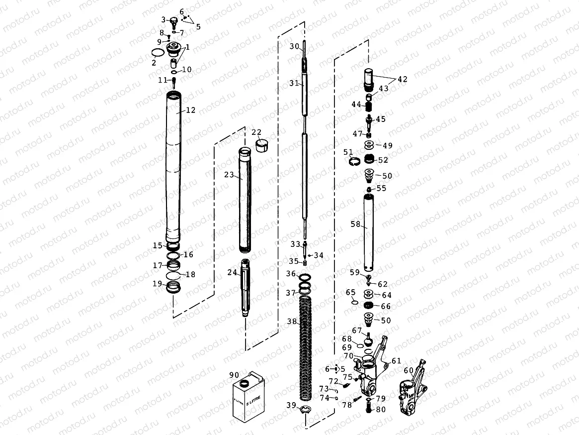 FRONT FORK DISASSEMBLED