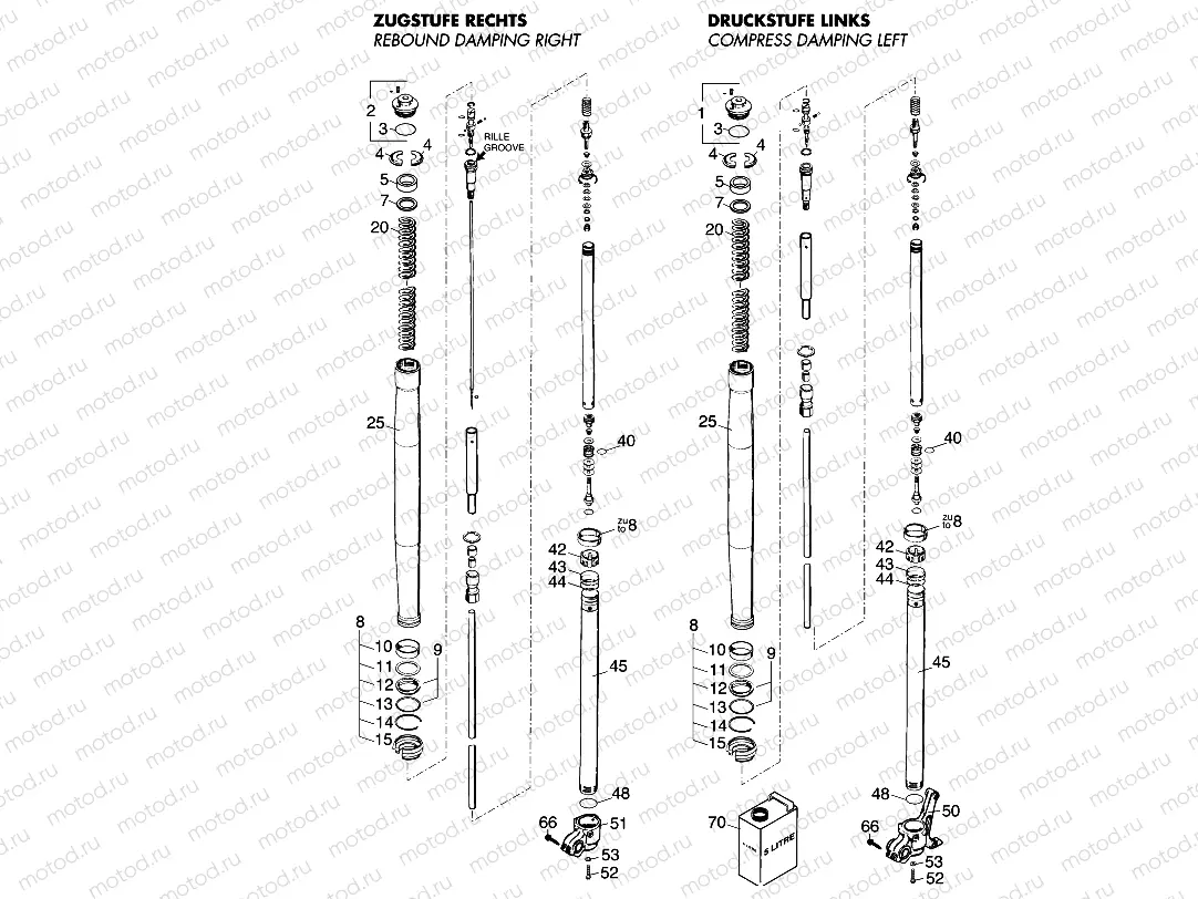 FRONT FORK DISASSEMBLED