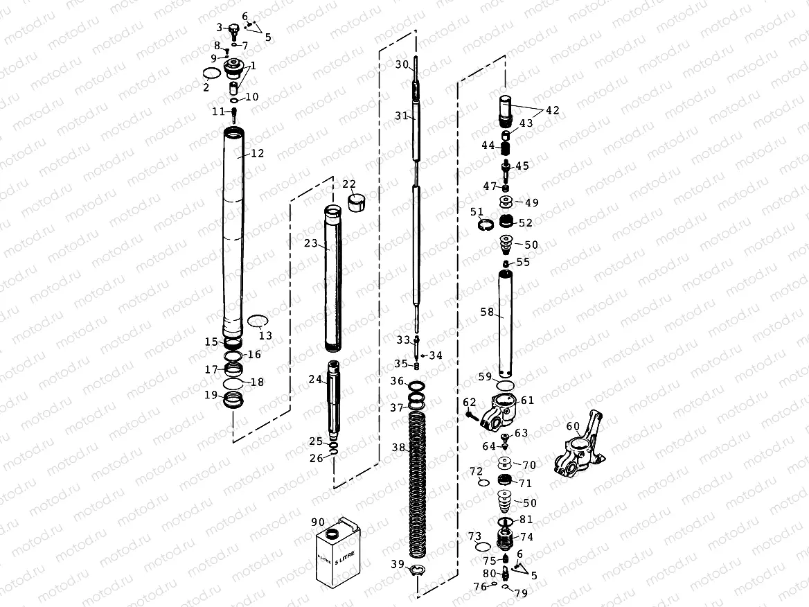 FRONT FORK DISASSEMBLED