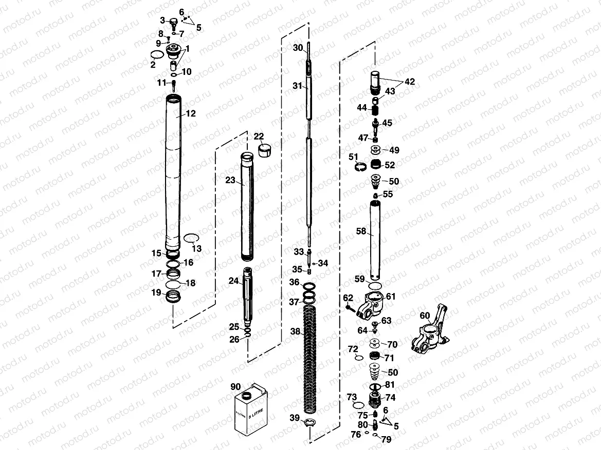 FRONT FORK DISASSEMBLED