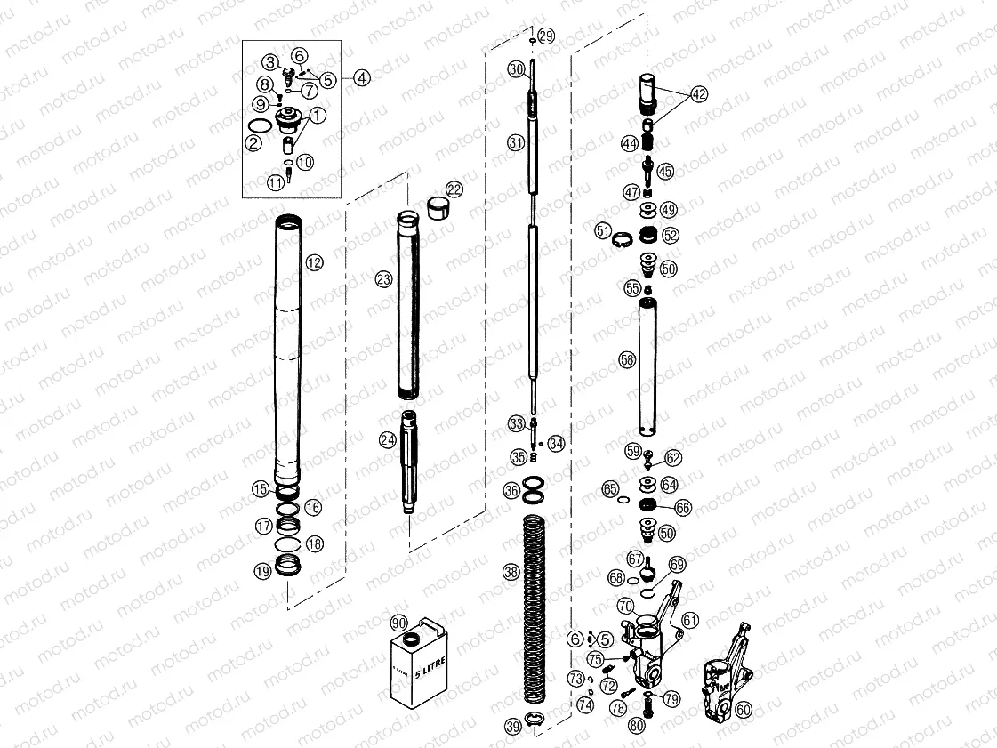 FRONT FORK DISASSEMBLED