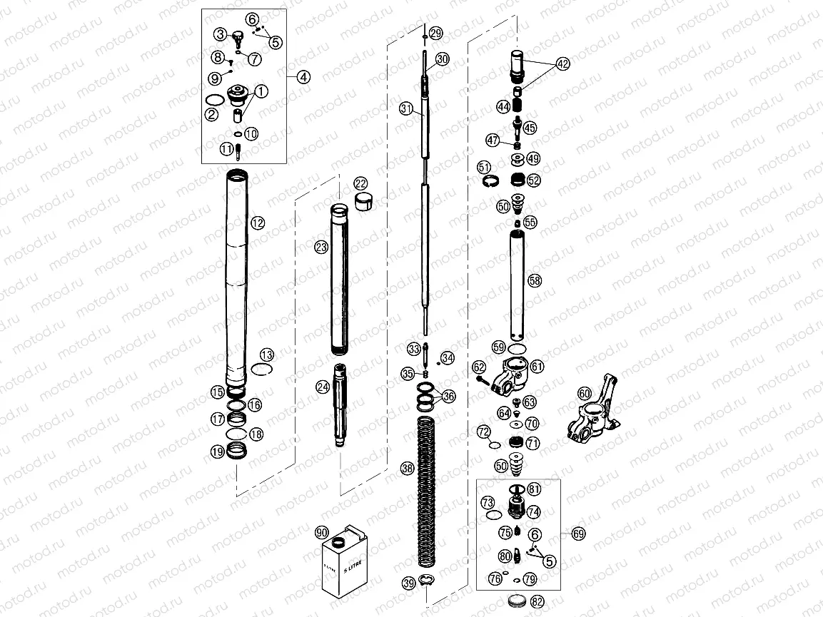 FRONT FORK DISASSEMBLED
