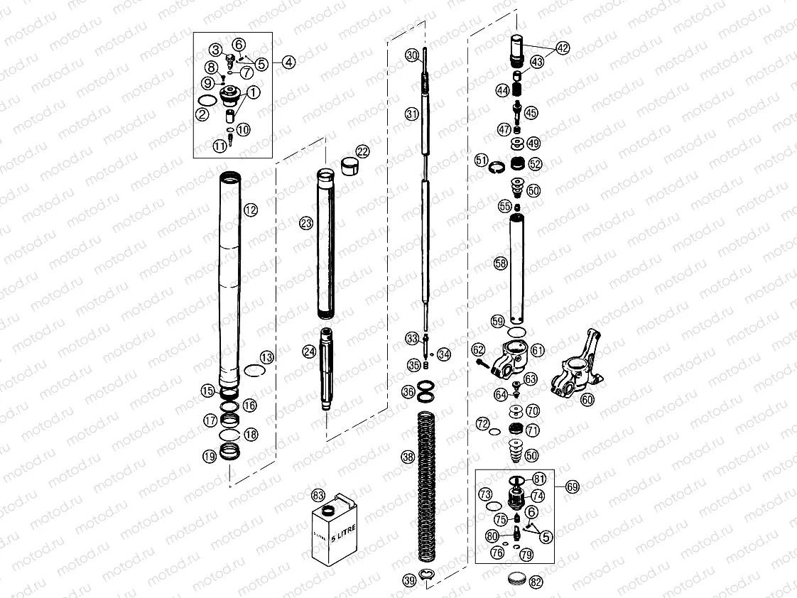 FRONT FORK DISASSEMBLED