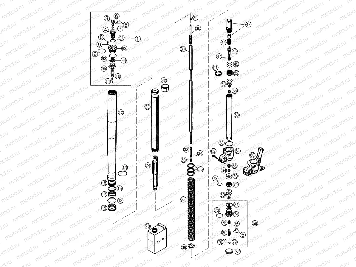 FRONT FORK DISASSEMBLED
