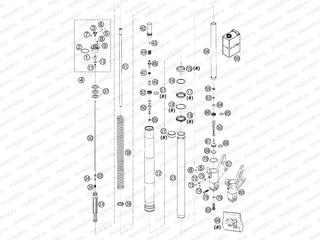 FRONT FORK DISASSEMBLED