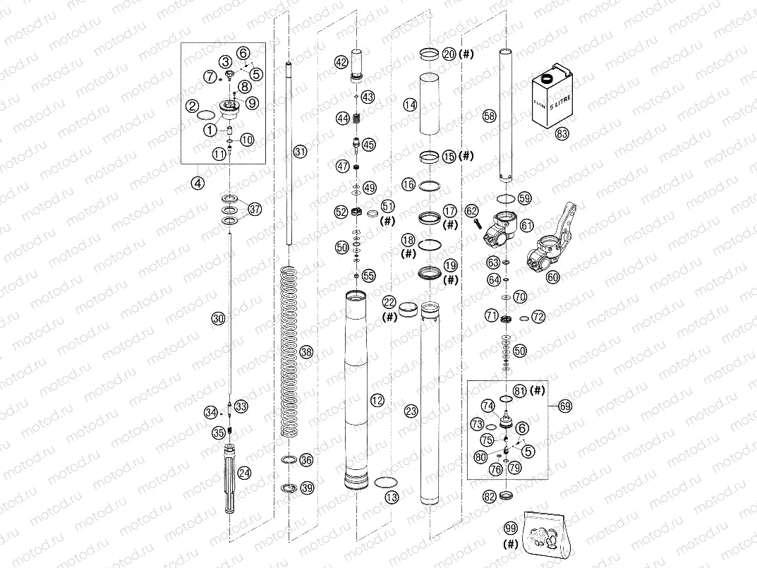 FRONT FORK DISASSEMBLED