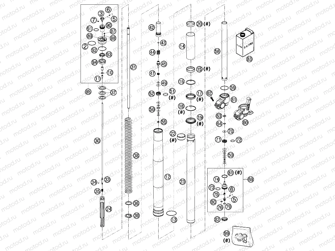 FRONT FORK DISASSEMBLED