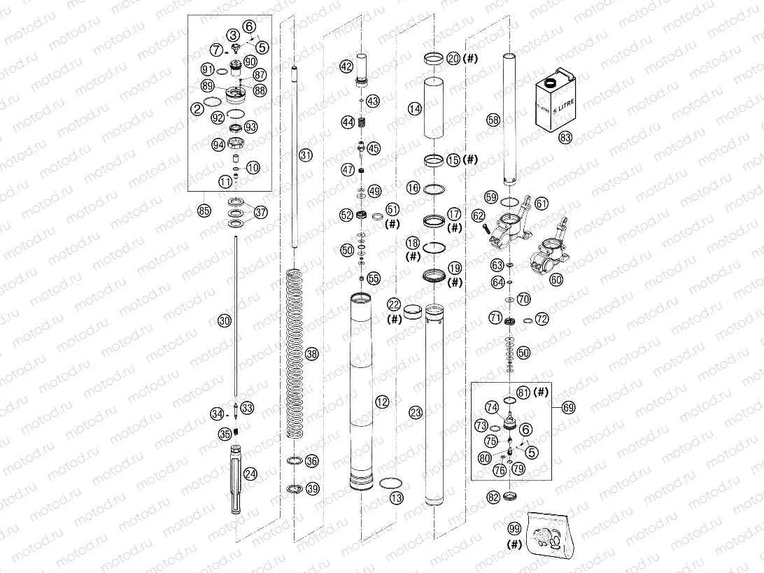 FRONT FORK DISASSEMBLED