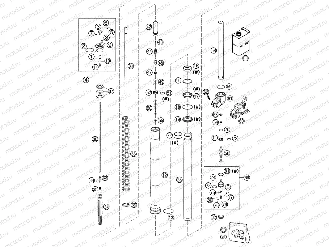 FRONT FORK DISASSEMBLED