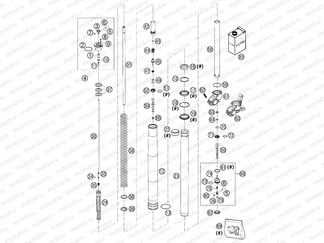 FRONT FORK DISASSEMBLED