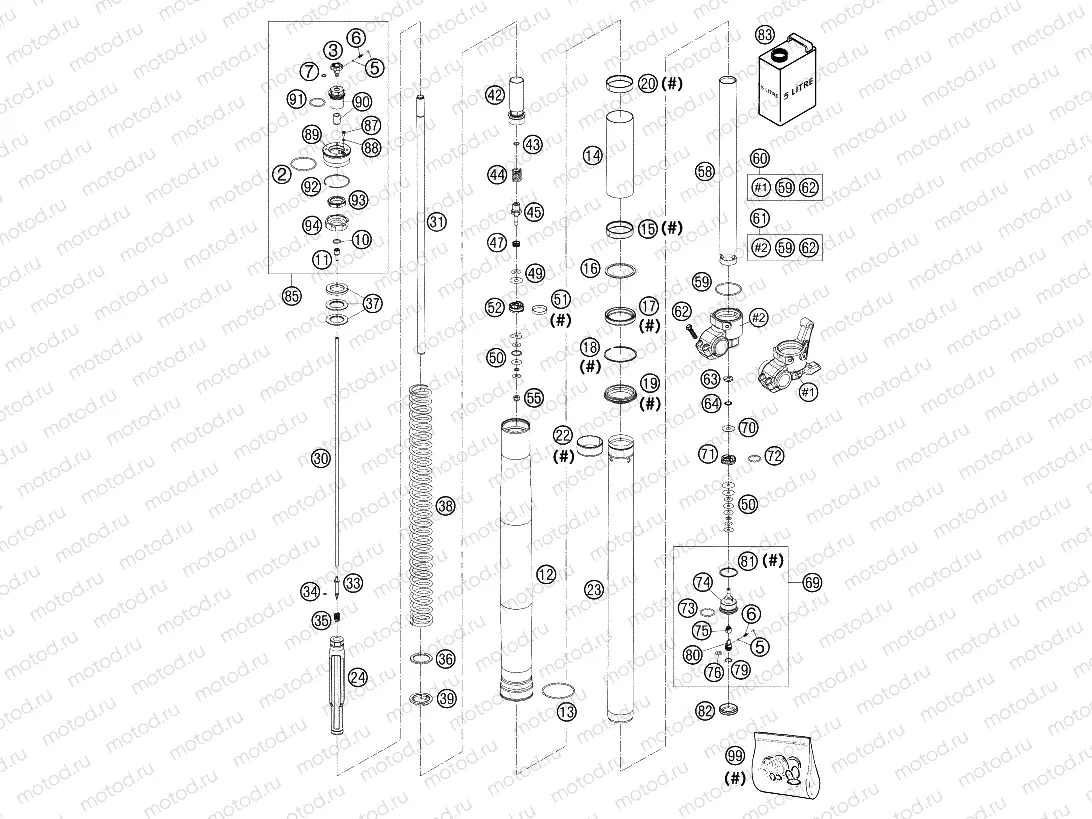 FRONT FORK DISASSEMBLED