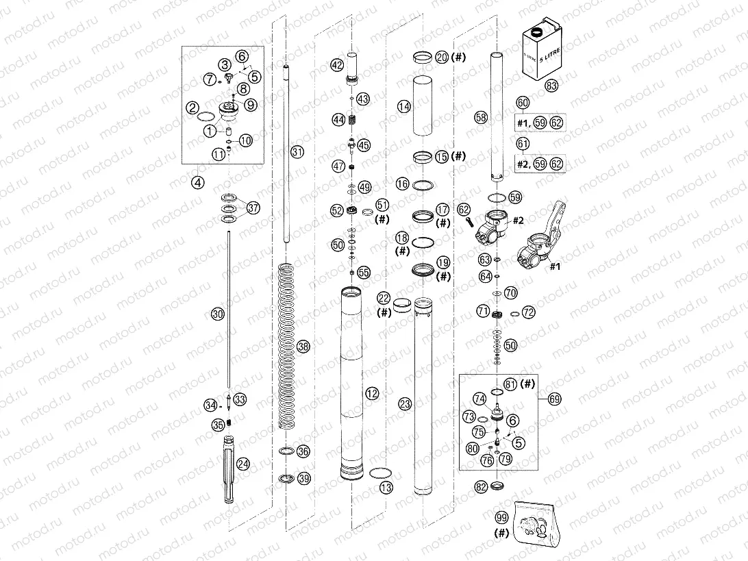 FRONT FORK DISASSEMBLED