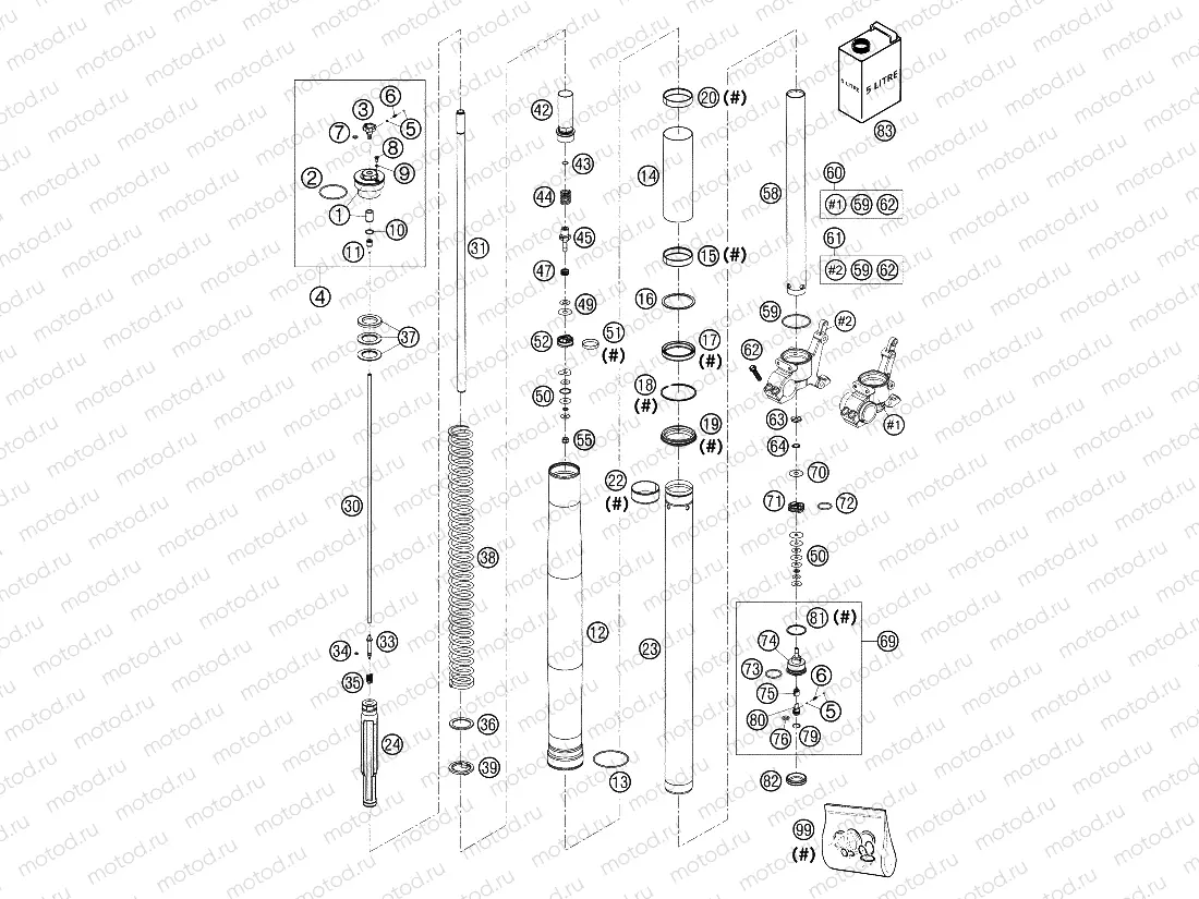 FRONT FORK DISASSEMBLED