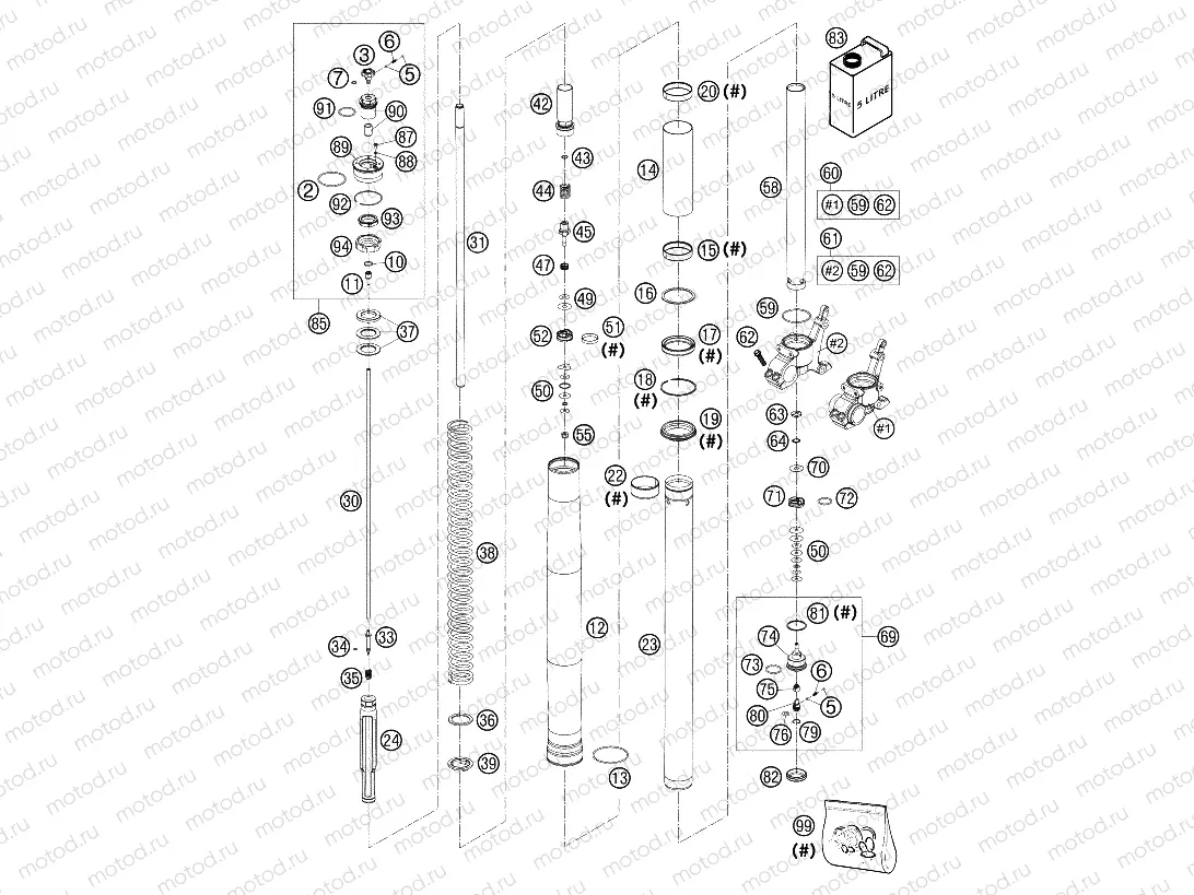 FRONT FORK DISASSEMBLED